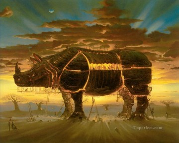 Surrealism Painting - modern contemporary 25 surrealism rhinoceros